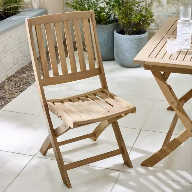 FurnitureboxUK Hamburg Armless Outdoor Folding Dining Chair in Beige Acacia Wood