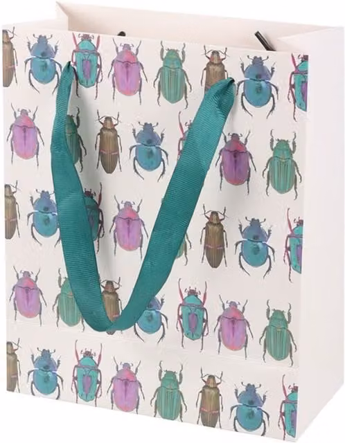 Beetle Whimsy Medium Paper Gift Bag in Multicolour and Yellow