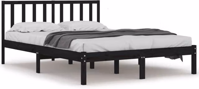 Berkfield Home Black Solid Wood Pine Bed Frame 200 x 200 cm – 1