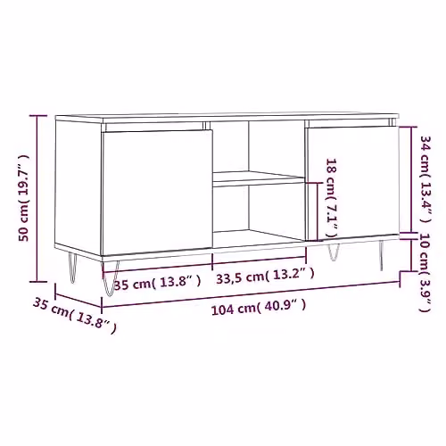 vidaXL Modern TV Cabinet in Brown, W/D/H: 104 x 35 x 50 cm – 3