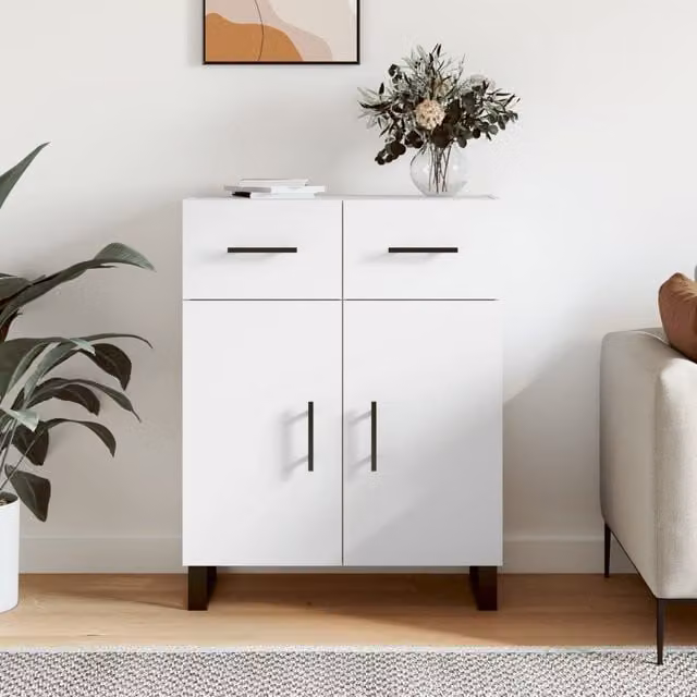 Berkfield Home Modern White Sideboard in Matt Engineered Wood, W/D/H: 69.5 x 34 x 90 cm – 1