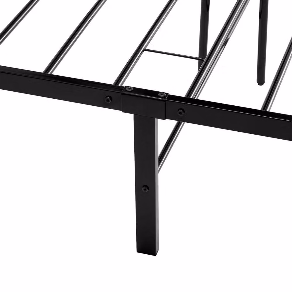 FLAVORA King Size Metal Bed Frame with Headboard and Underbed Storage in Black, W/D/H: 180 x 200 cm – 4