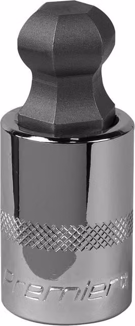 Loops 17mm Ball-End Hex Socket Bit, 1/2 inch Square Drive, Stainless Steel, Silver and Multicolour