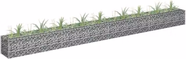 Berkfield Home Silver Galvanised Steel Stone Gabion Raised Bed, W: 360 cm, D: 30 cm, H: 30 cm