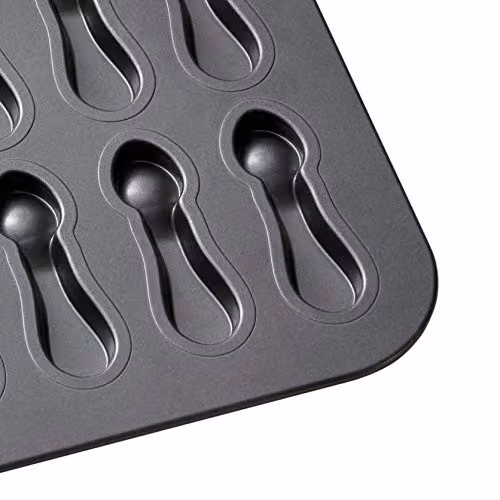 Chicago Metallic Non-Stick 14-Hole Spoon-Shaped Cookie and Biscuit Baking Tin, Black, W: 40 cm, D: 28 cm – 3