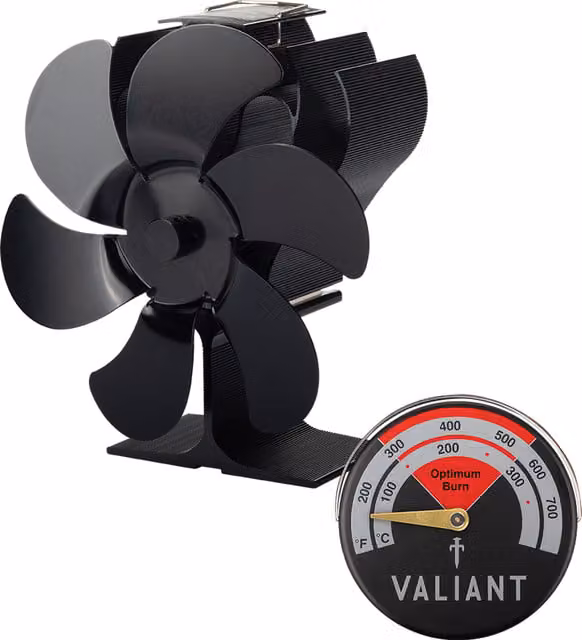 My Stove Fan 6 Blade Stove Fan and Magnetic Stove Thermometer in Red and Black