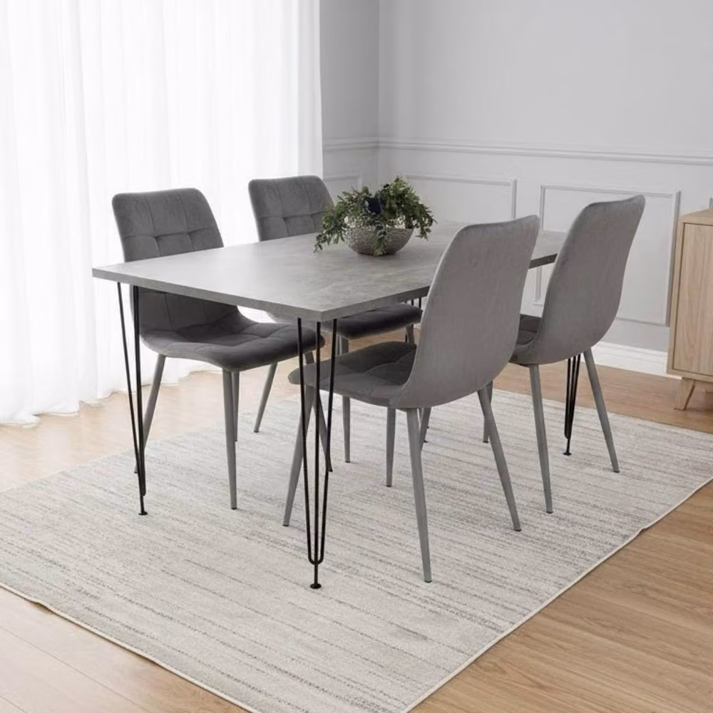 Kosy Koala Modern Grey Dining Table Set with 4 Grey Velvet Chairs – 2