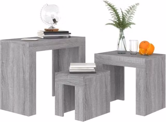 Berkfield Home Nesting Coffee Tables, 3 Piece Set in Grey Sonoma Engineered Wood
