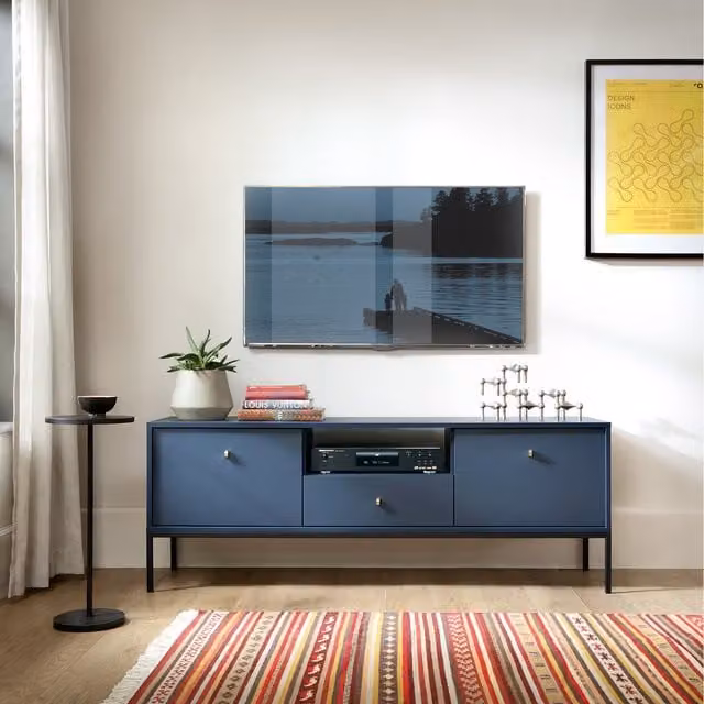 Abakus Direct Mono Scandinavian TV Stand in Matt Blue