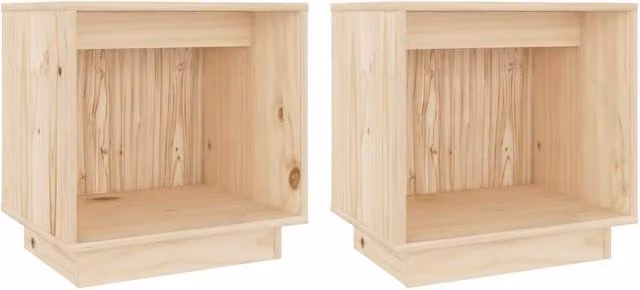 Berkfield Home Set of 2 Solid Wood Pine Bedside Cabinets in Light Brown, W/D/H: 40 x 30 x 40 cm