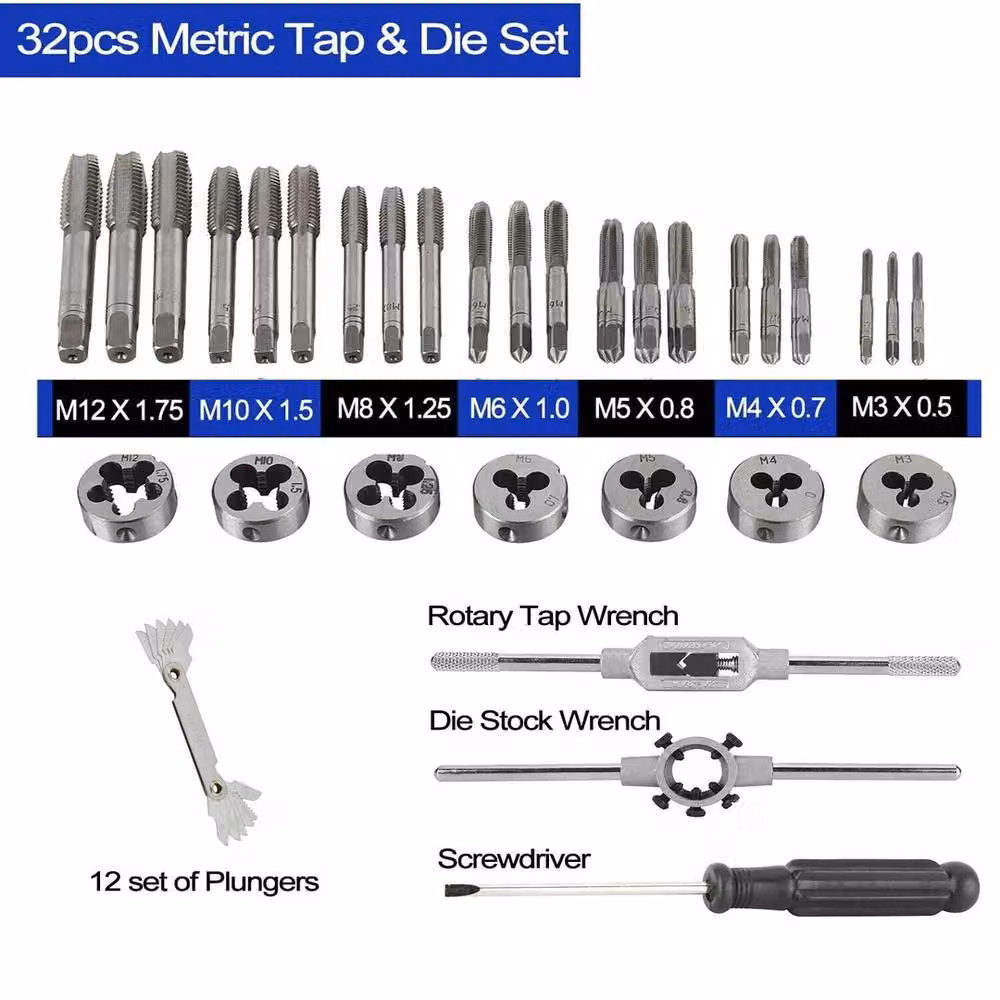 Havendro 32-Piece Metric M3-M12 Tap and Die Set in Blue – 2