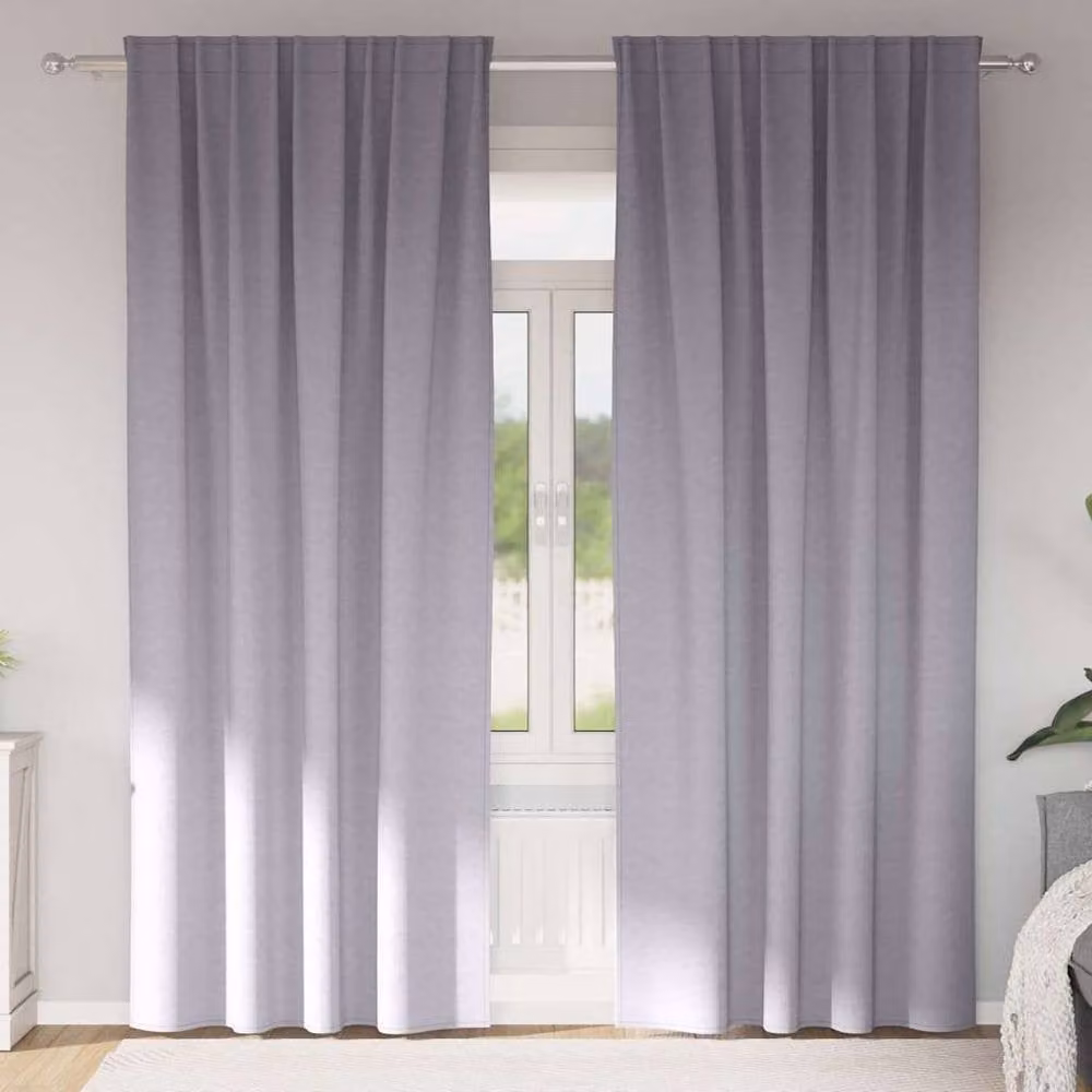 Berkfield Home Modern Opaque Polyester Curtains, 2 Pack, Grey, H 260 x W 140 cm – 1