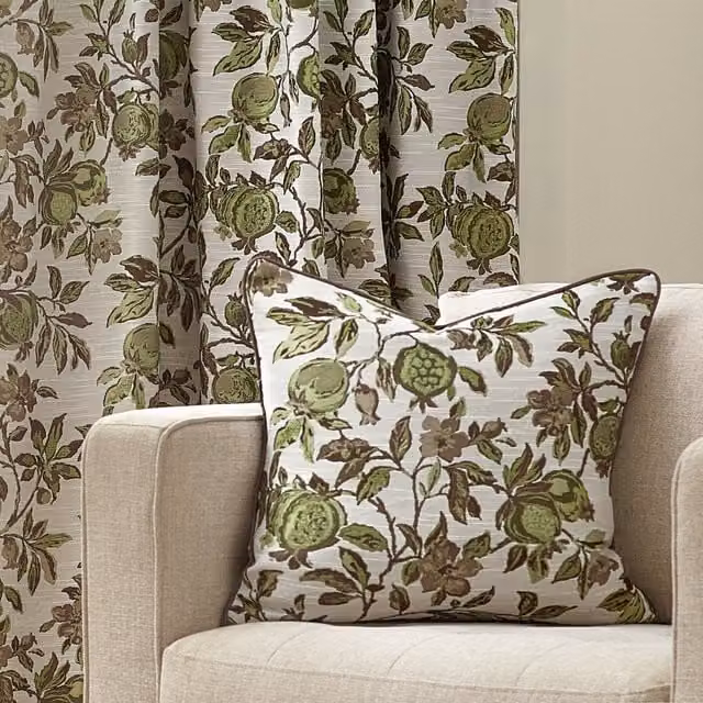Terrys Green Floral Nature Square Polyester Filled Cushion W/D/H: 50 x 50 x 50 cm