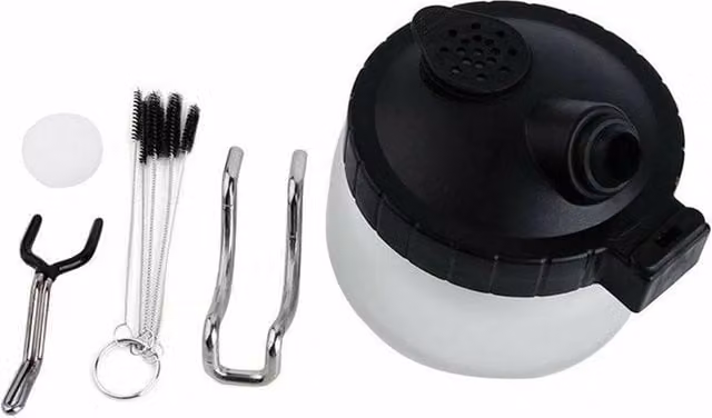 VOGREX Airbrush Cleaning Kit with Glass Paint Jar Stand and Filters, White – 1