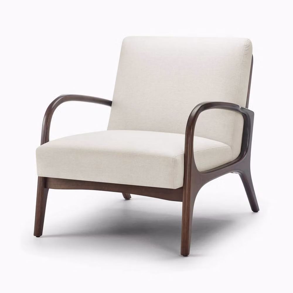 FurnitureboxUK Esmeray Mid Century Modern Accent Chair in Beige Fabric – 2