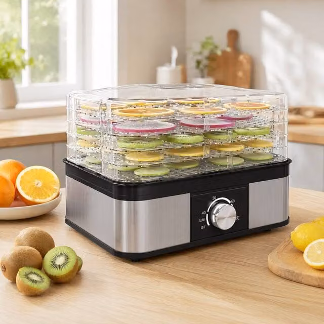STILVORA Food Dehydrator with 5 Stainless Steel Stackable Trays in Black – 1