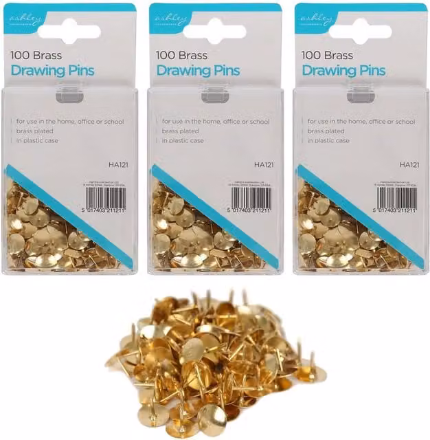 Ashley Brass Drawing Pins in Gold and Orange
