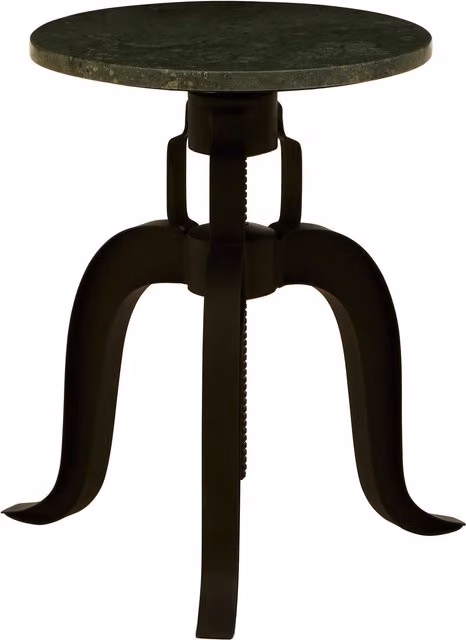 Orsina 3 Leg Bar Stool with Green Marble Top and Black Metal Frame