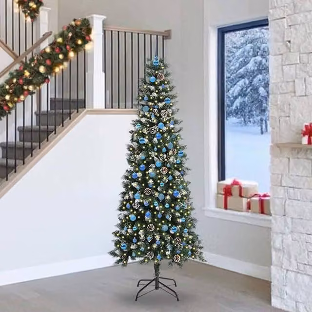 Berkfield Home Artificial Christmas Tree with 300 LEDs, Green, W/D/H: 96 x 96 x 240 cm