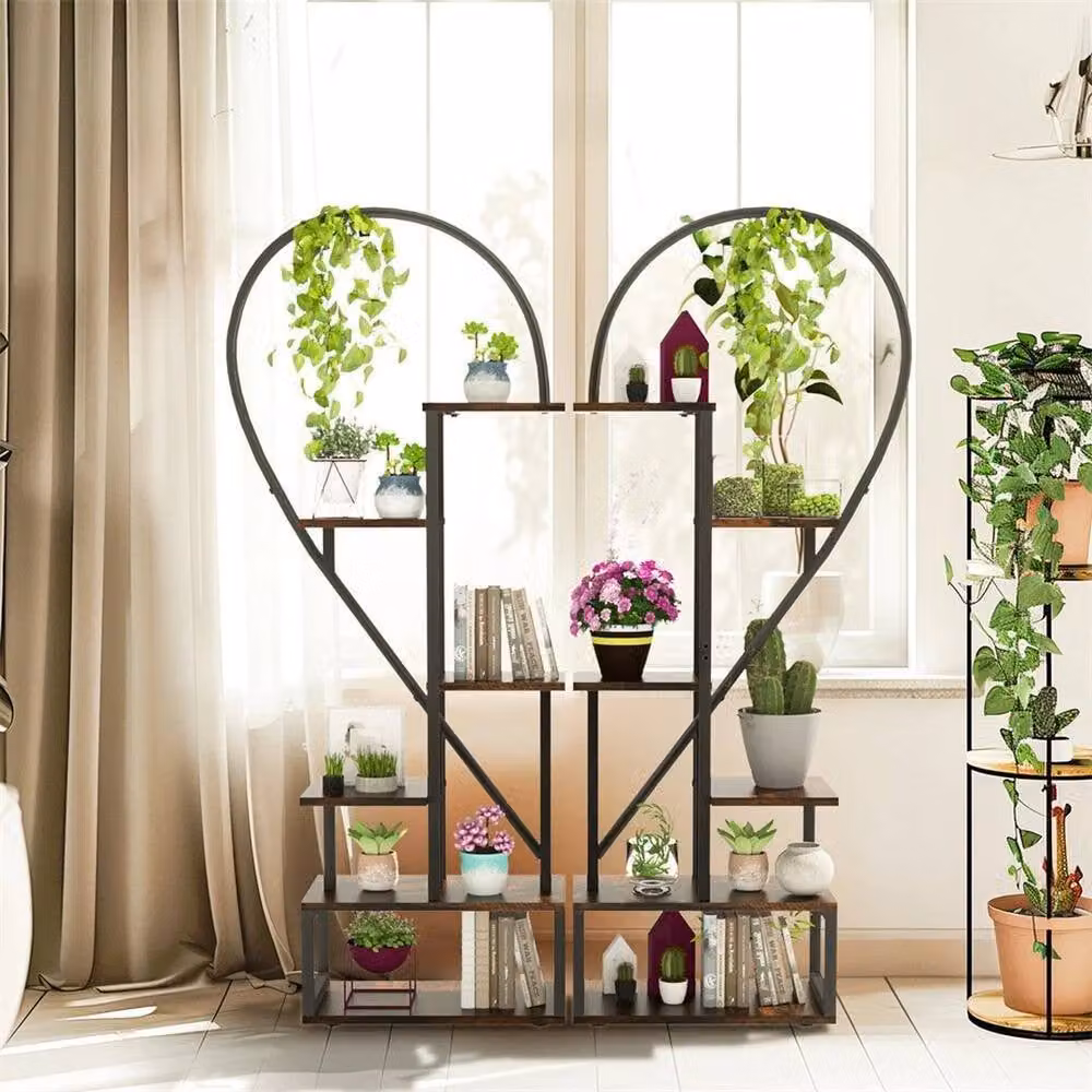 EONLION 6 Tier Heart Shaped Plant Stand and Flower Pot Holder in Black – 5
