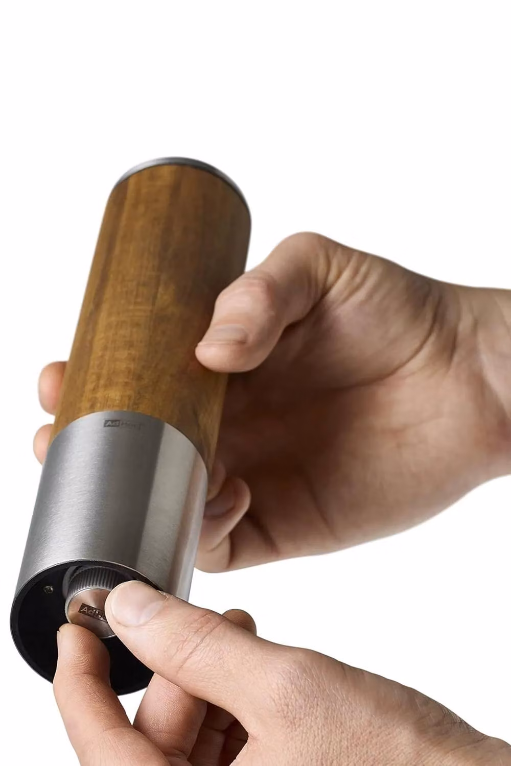 AdHoc eMill.5 Electric Acacia Wood Pepper and Salt Grinder in Brown and Silver – 4