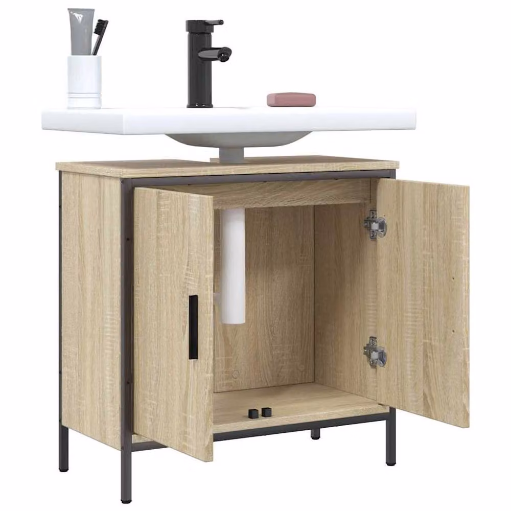 Berkfield Home Sturdy Bathroom Sink Cabinet in Sonoma Oak, Beige, W/D/H: 60 x 30 x 60 cm – 3