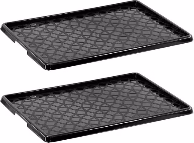 Nordara Set of 2 Indoor Shoe Mat Drip Trays with Raised Edges, Black, W: 49 cm, D: 35.5 cm – 1
