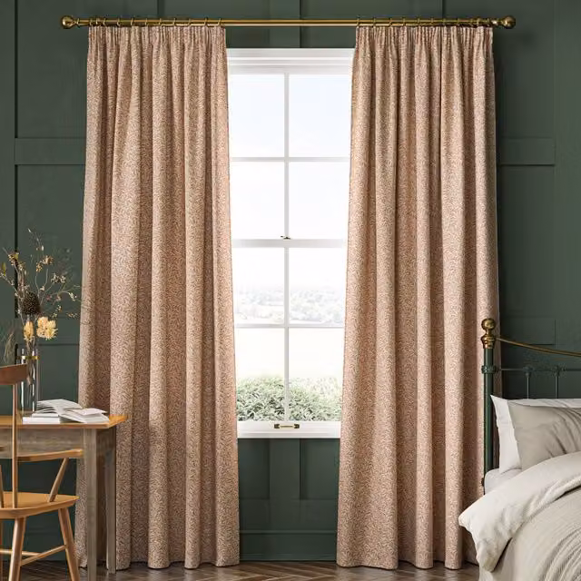 William Morris Willow Bough Woven Made To Measure Blackout Curtains in Brick Multicolour