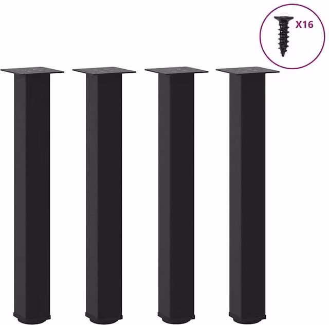Berkfield Home Set of 4 Matt Black Steel Coffee Table Legs – 1