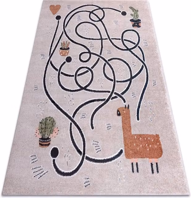 RugsX Fun Abstract Beige Childrens Rug, W: 160 cm, D: 220 cm
