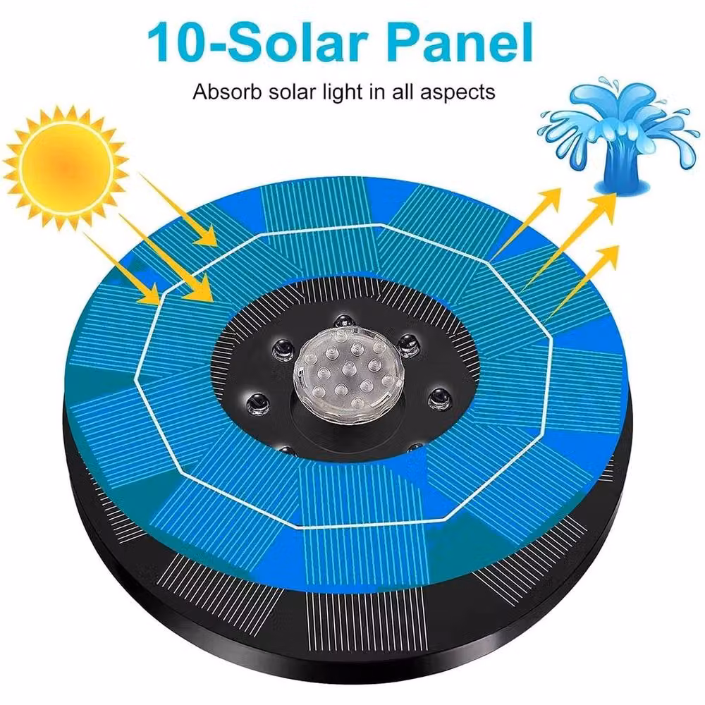 EONLION Solar Powered Round Water Fountain in Black, Diameter: 100 cm – 2