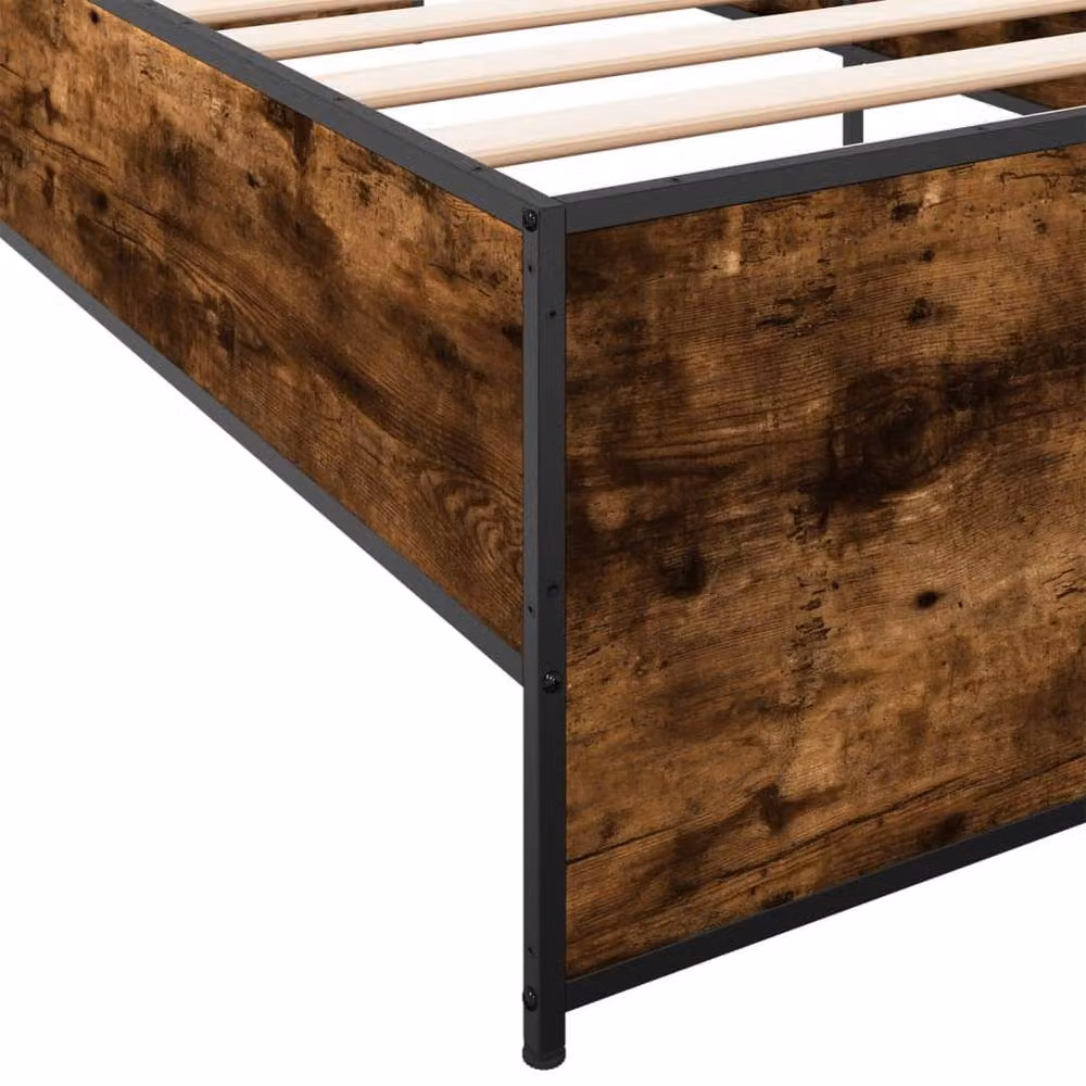 Berkfield Home Smoked Oak Small Single Bed Frame in Brown, W: 75 cm, L: 190 cm – 4