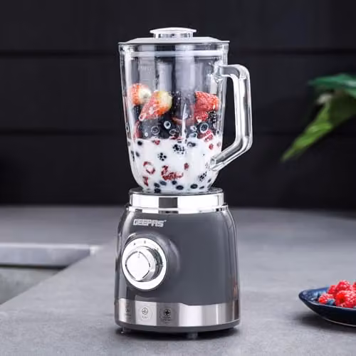 Geepas 700W Electric Blender and Smoothie Maker with 1.5L Glass Jar and Stainless Steel Blades in Grey – 2