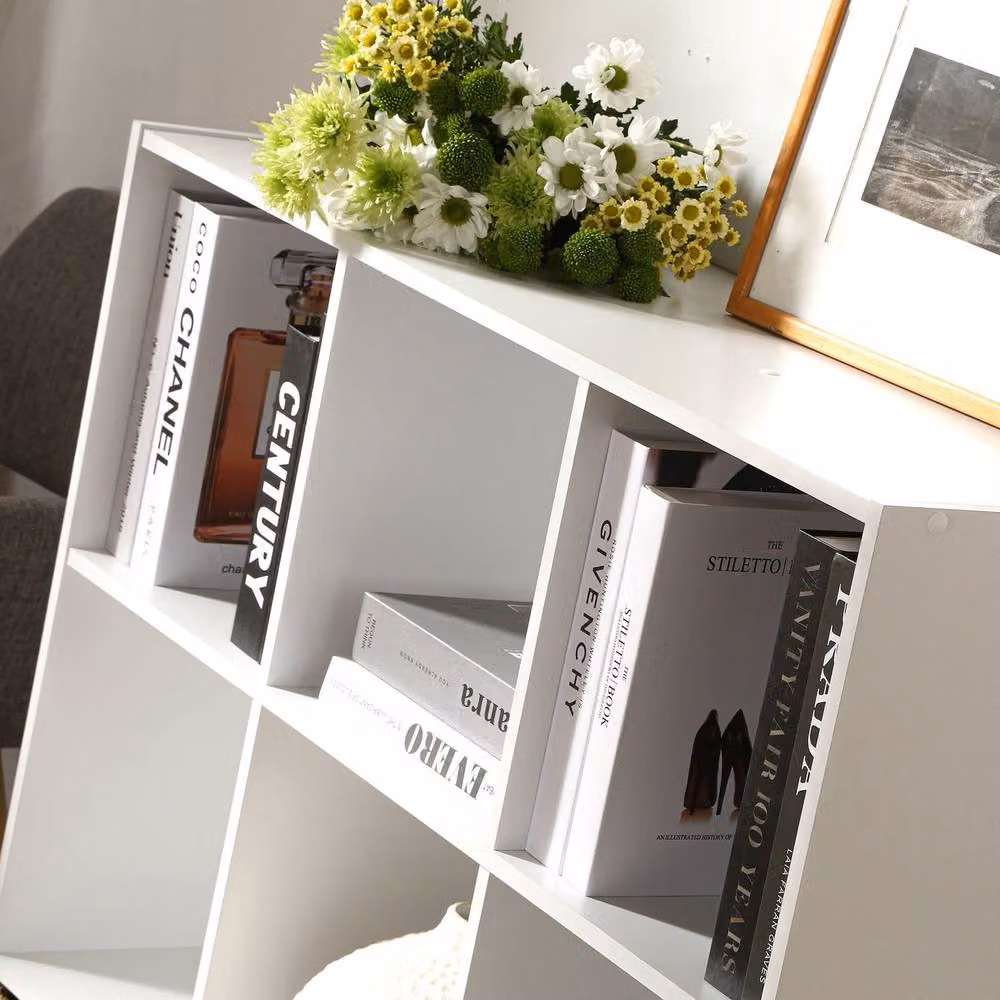 CALICOSY 9-Compartment MDF Storage Shelf in White, H 92.5 x W 92.5 x D 29.5 cm – 3