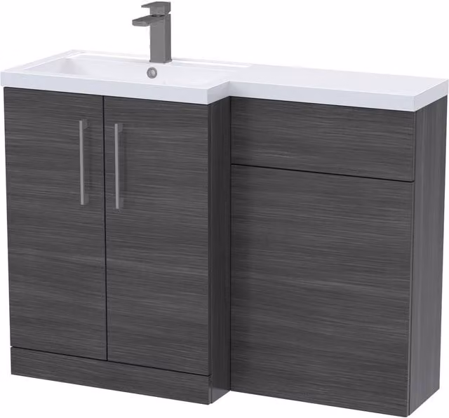 Balterley Modern Left-Hand Vanity and WC Unit Combination in Matt Anthracite Grey, W: 110 cm, H: 84 cm