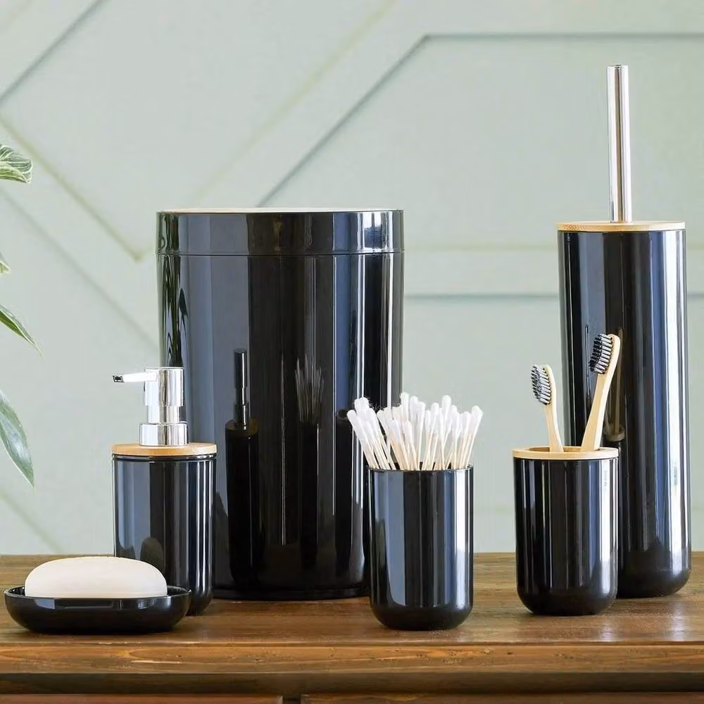 KORVIXA 6 Piece Black Bamboo Bathroom Sink Set – 3