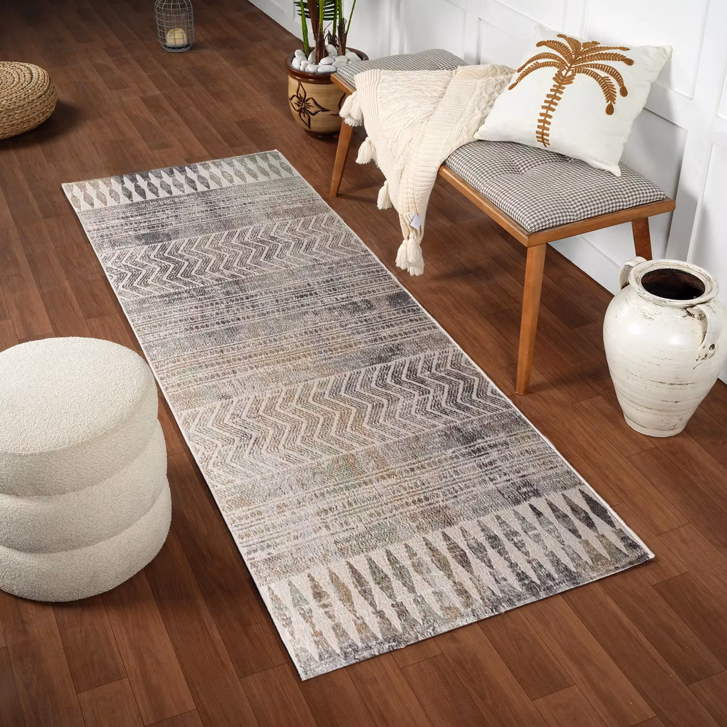 Livabliss Roma Modern Abstract Rug in Grey, White and Anthracite, W: 80 cm, L: 220 cm – 2