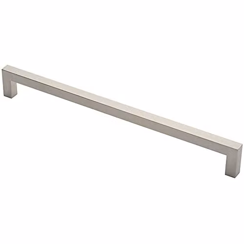 Loops Square Mitred Door Pull Handle in Brushed Silver Stainless Steel, 469 x 19 mm, 450 mm Fixing Centres