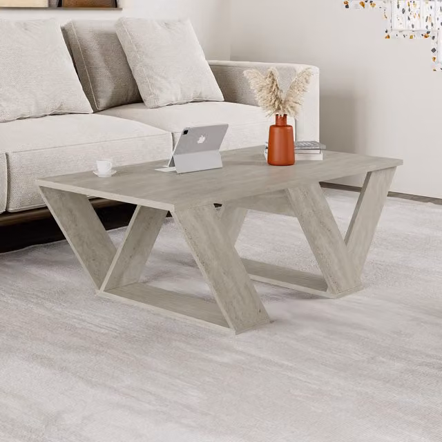 Decortie Pipra Modern Multipurpose Coffee Table in Grey Travertine Stone