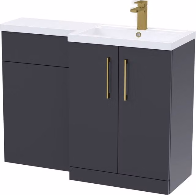 Balterley Modern Matt Grey Right-Hand Vanity and WC Unit Combination, W: 110 cm, H: 84 cm – 1