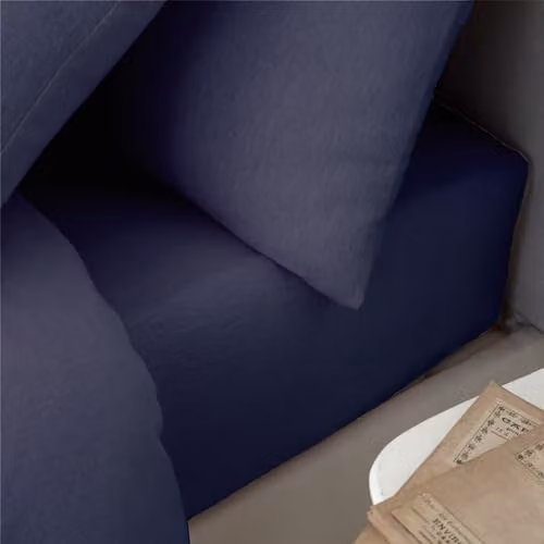 Catherine Lansfield Brushed Cotton Flannelette King Fitted Sheet, Navy Blue, W/D/H: 150 x 200 cm