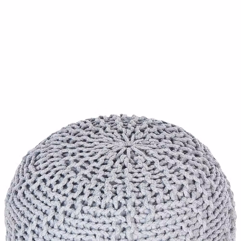 Wyld and Coco Grey Knitted Cotton Pouf, W/D/H: 50 x 35 x 35 cm – 2