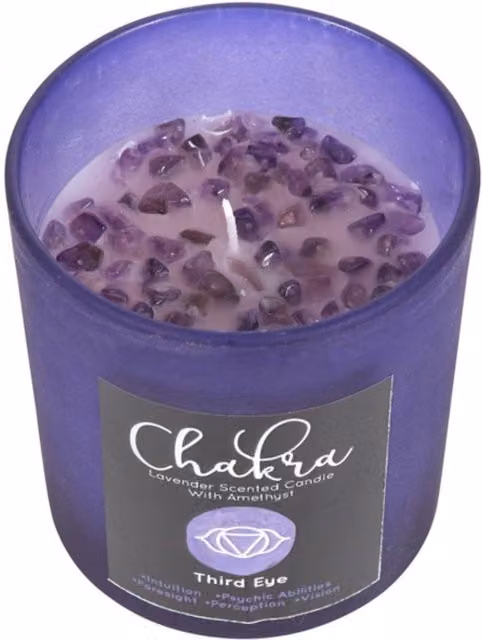 KDMK Third Eye Chakra Lavender Crystal Votive Candle in Blue and Purple