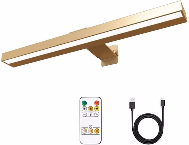 FLAVORA Wireless Rechargeable LED Picture Light with Remote Control in Gold/Brass – 1