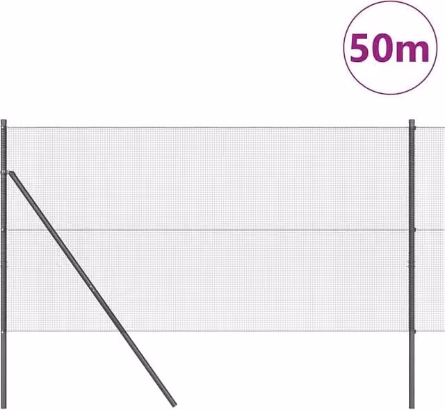 Berkfield Home Modern Welded Wire Fence with 13 Posts, Grey Steel