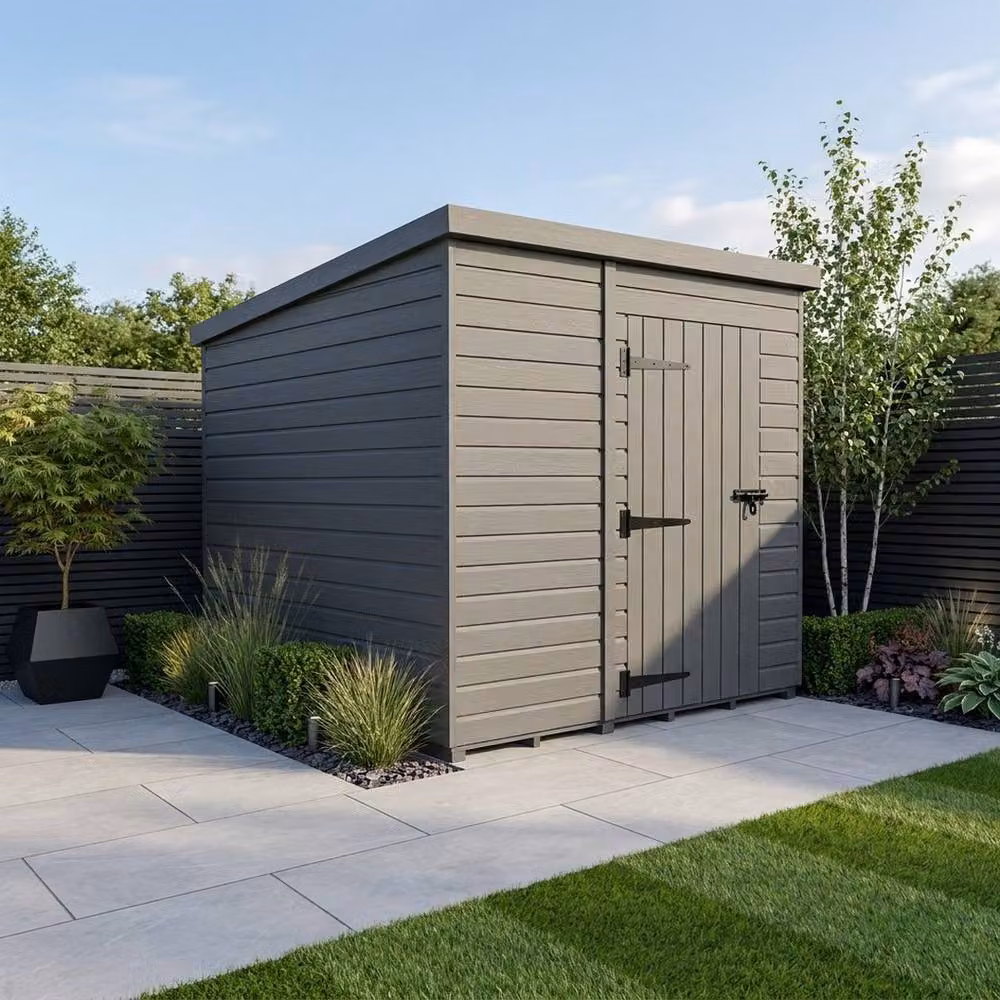 Buttercup Farm Grey Composite Pent Garden Shed with Single Door and No Windows W/D/H: 274 x 274 x 210 cm – 2