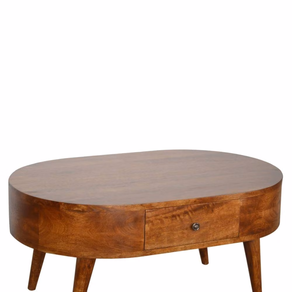 Wyld Haus Brescia Round Mango Wood Coffee Table with 2 Drawers in Brown – 3