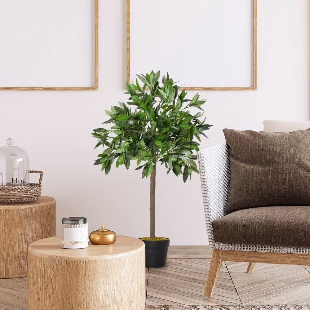 STILVORA Set of 2 Artificial Bay Trees in Green, Height: 90 cm – 5