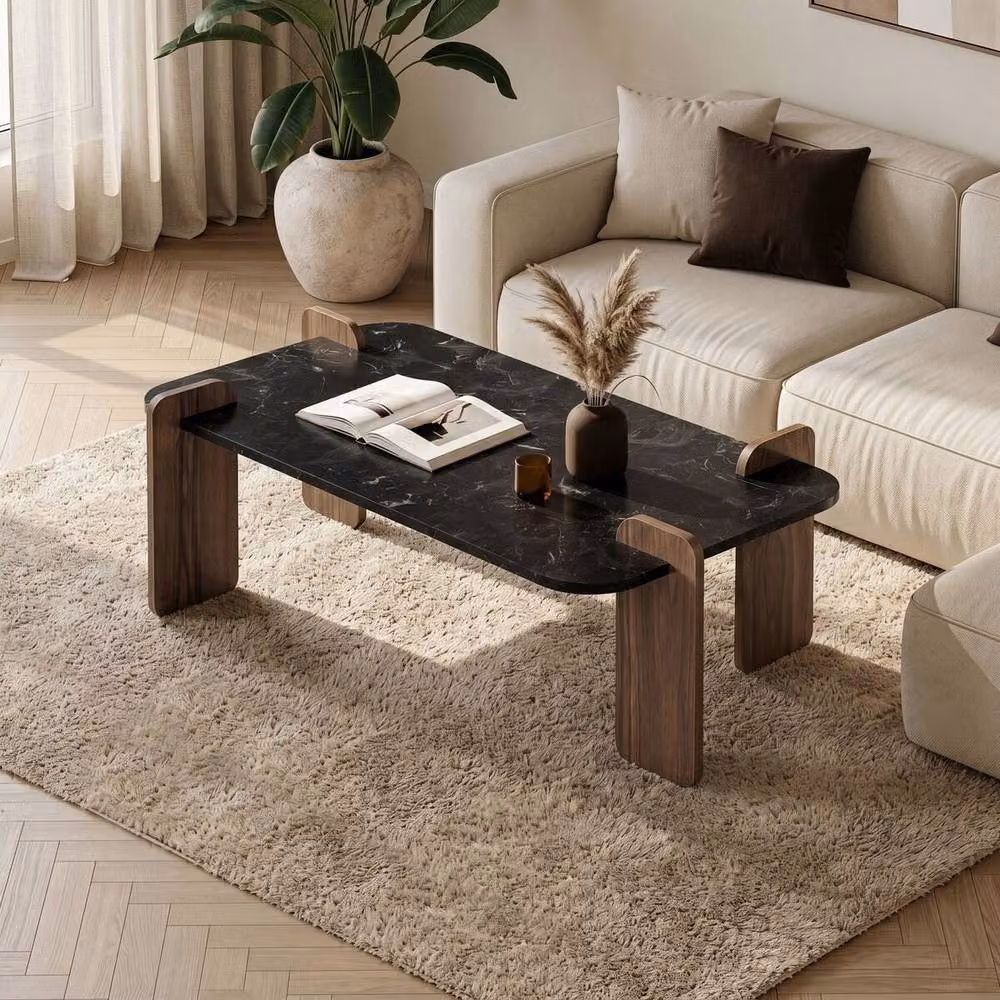 CALICOSY Eloi Rectangular Coffee Table, Black, W/D/H: 120 x 60 x 35 cm – 2