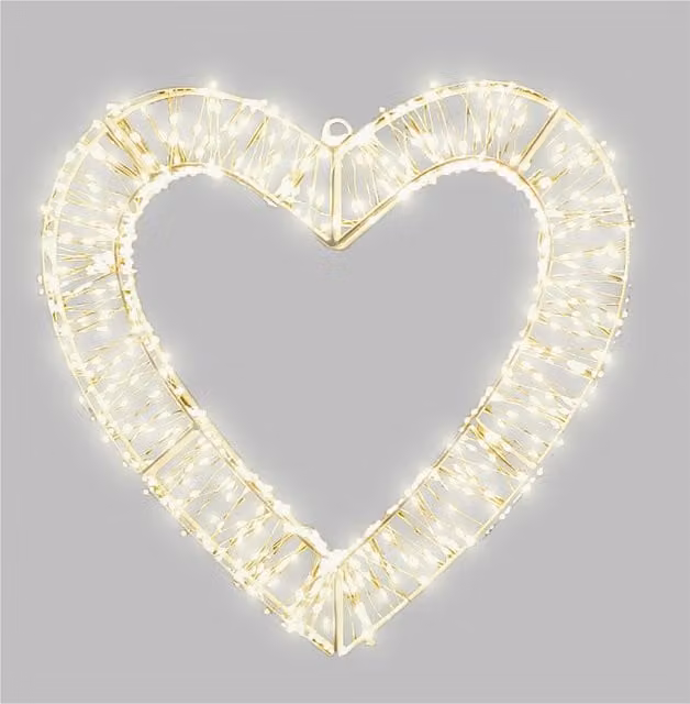 Xmas Haus Warm White LED Heart Christmas Decoration, W: 40 cm, D: 8 cm – 1